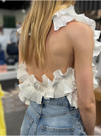 Blouse à volants sans manches