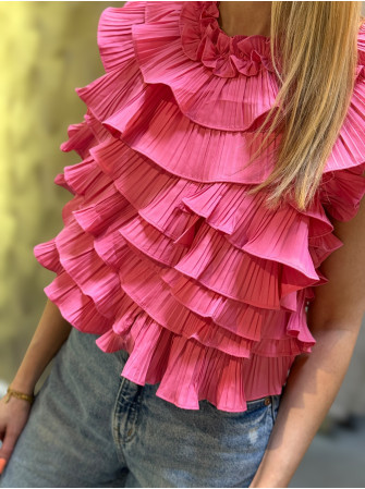 Blouse à volants sans manches