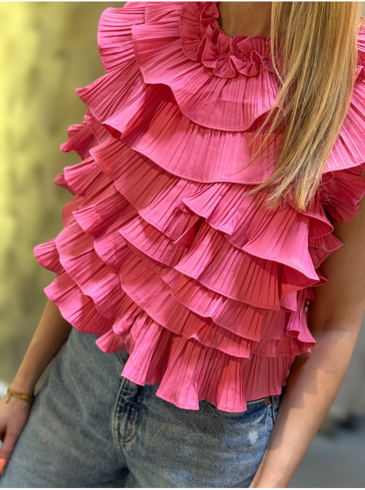 Blouse à volants sans manches