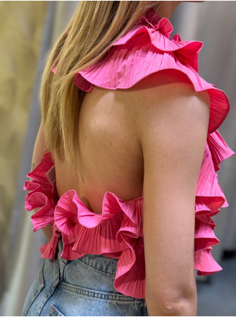 Blouse à volants sans manches