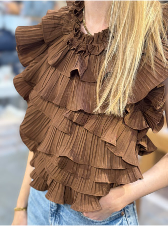 Blouse à volants sans manches