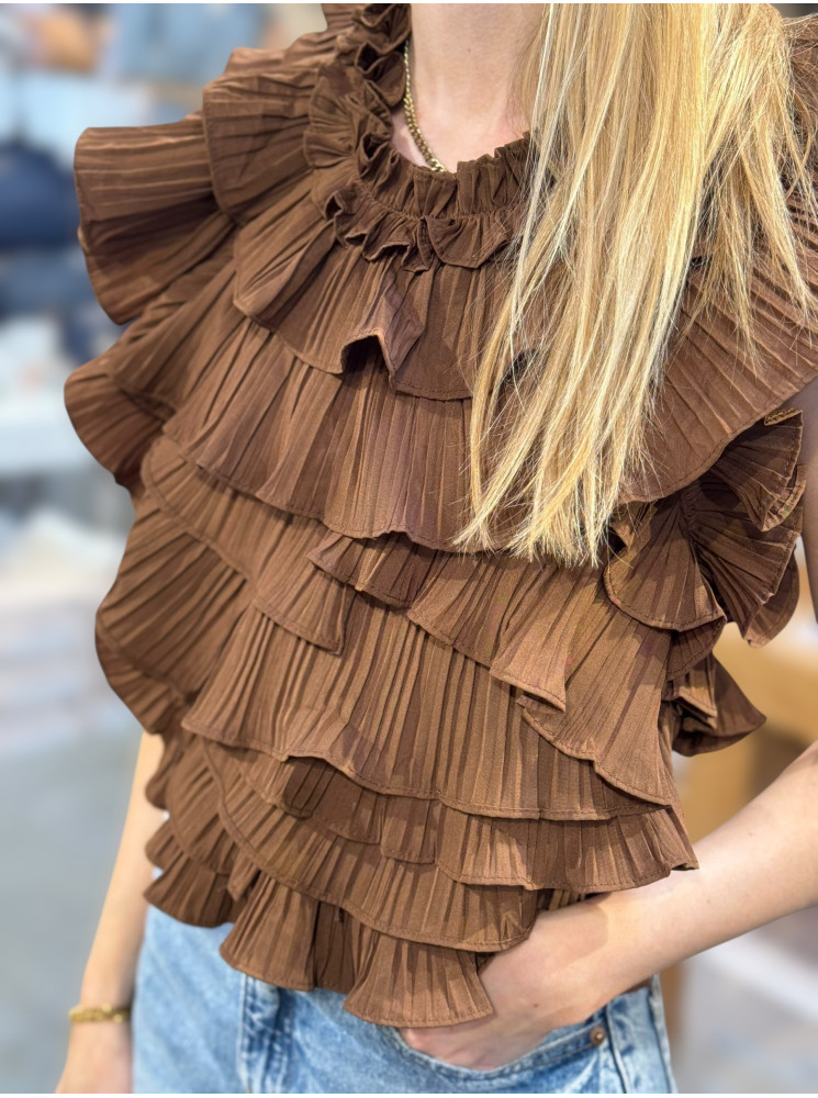 Blouse à volants sans manches