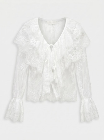 Blouse à volants et en dentelle