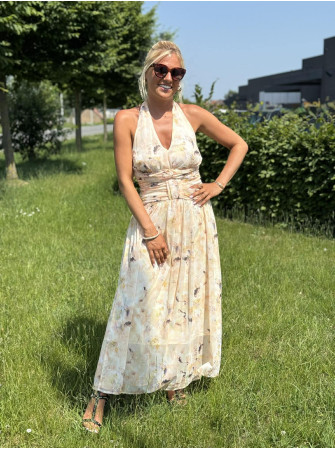 Robe longue imprimée dos nu