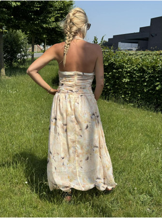 Robe longue imprimée dos nu
