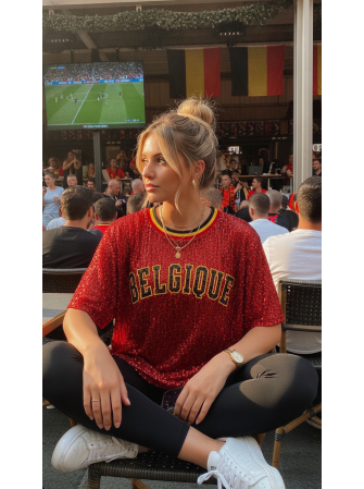 T-shirt "BELGIQUE" en sequins
