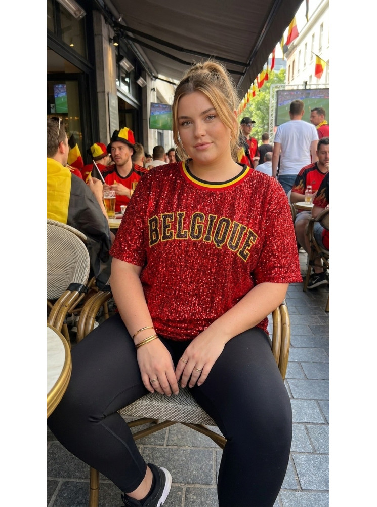 T-shirt "BELGIQUE" en sequins GRANDE TAILLE
