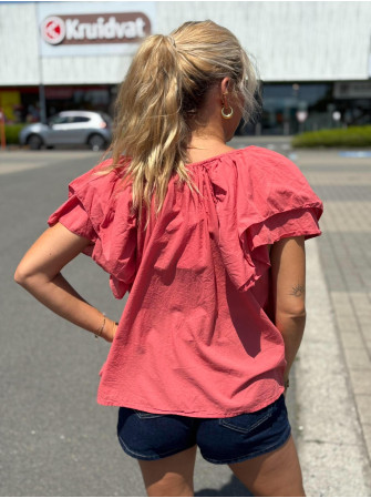 Blouse manches courtes volantes