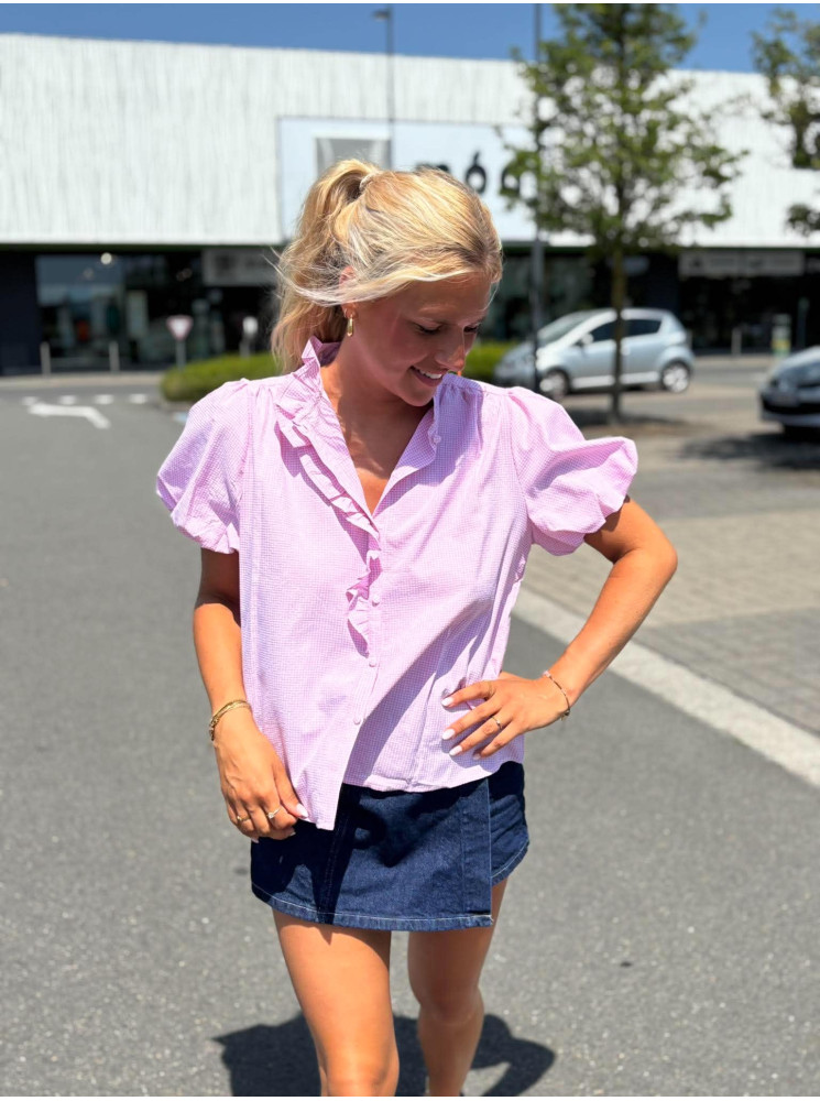 Chemise à carreaux manches bouffantes
