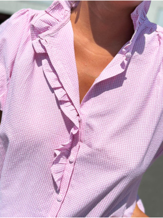 Chemise à carreaux manches bouffantes