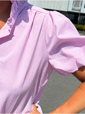 Chemise à carreaux manches bouffantes