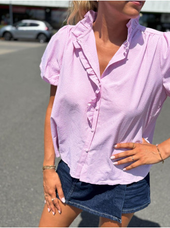 Chemise à carreaux manches bouffantes