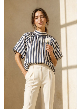 Blouse rayée dos nu