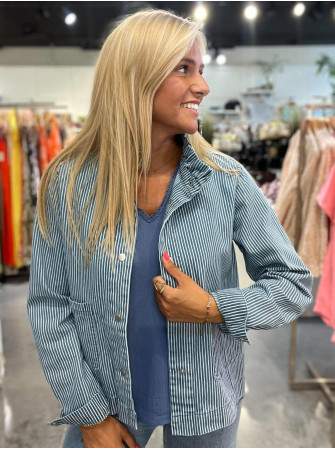 Veste en jean rayée