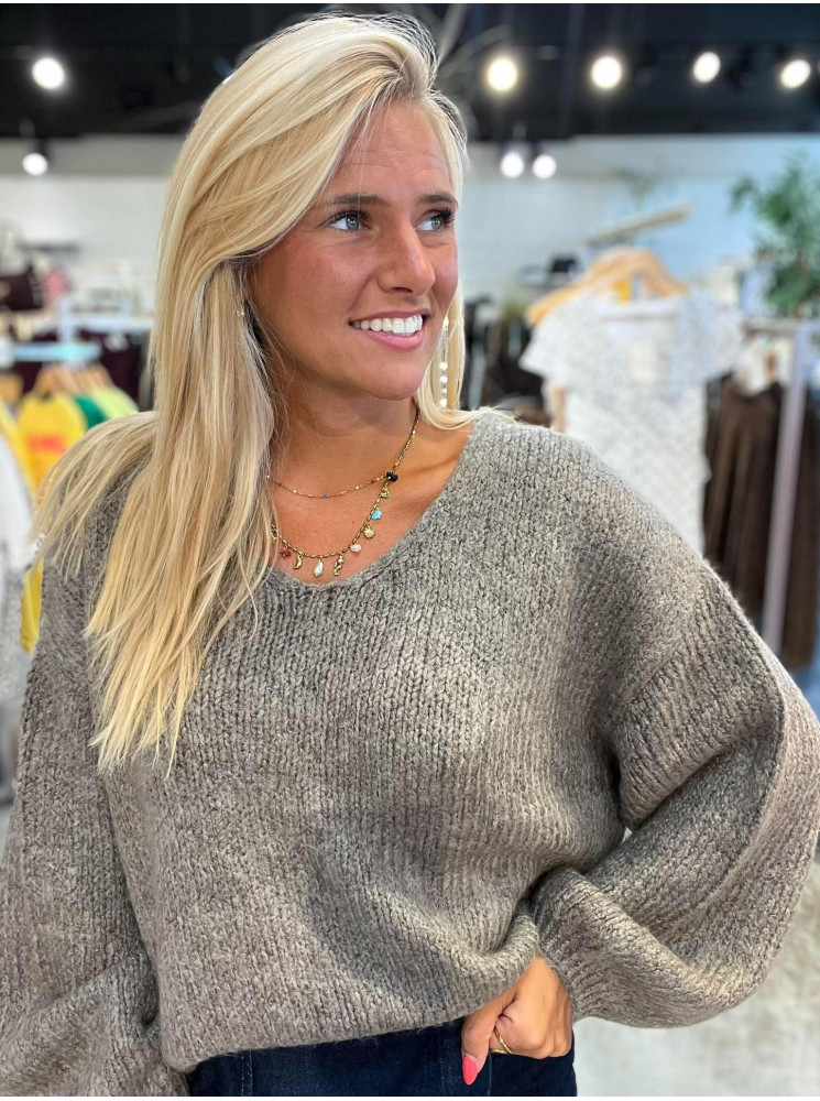 Pull en maille à col reversible