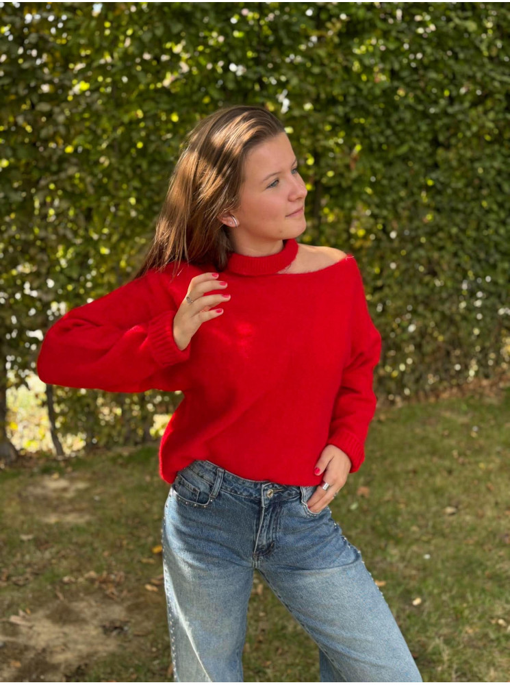 Pull manches longues col asymétrique