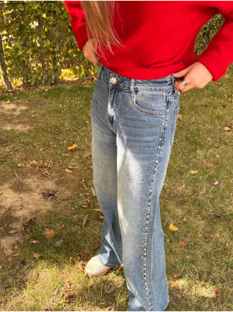 Jean wide leg clouté