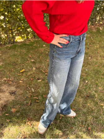 Jean wide leg clouté