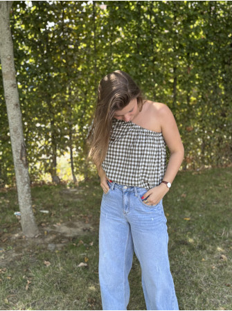 Blouse asymétrique à carreaux