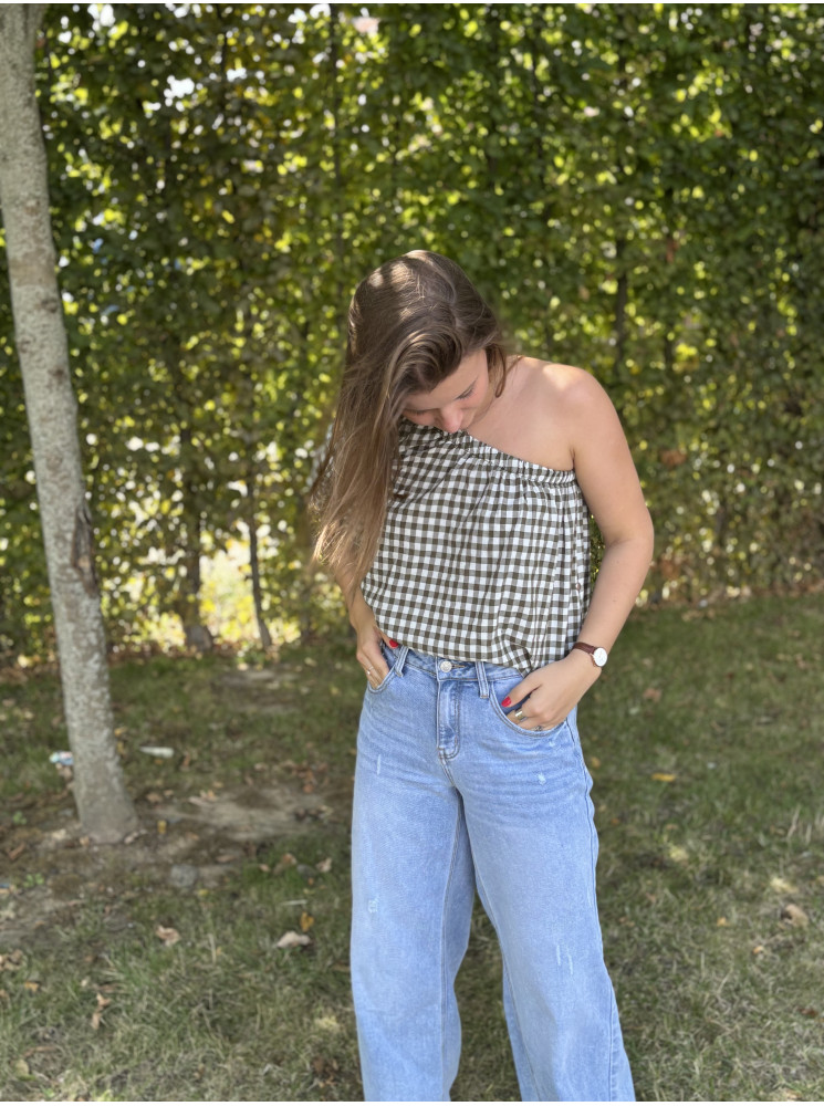 Blouse asymétrique à carreaux
