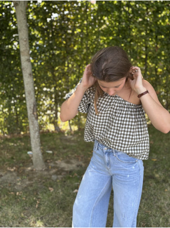 Blouse asymétrique à carreaux