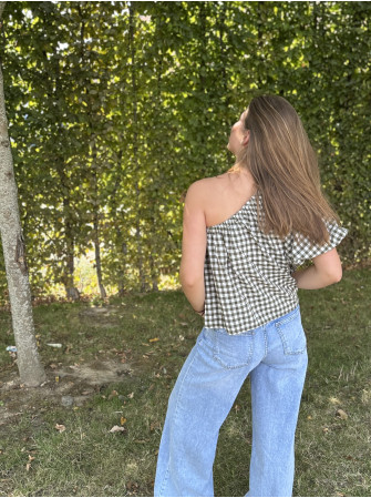 Blouse asymétrique à carreaux