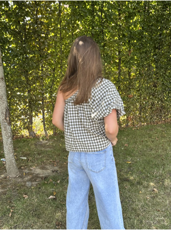 Blouse asymétrique à carreaux