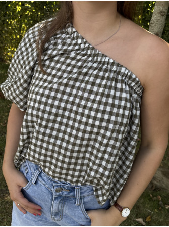 Blouse asymétrique à carreaux