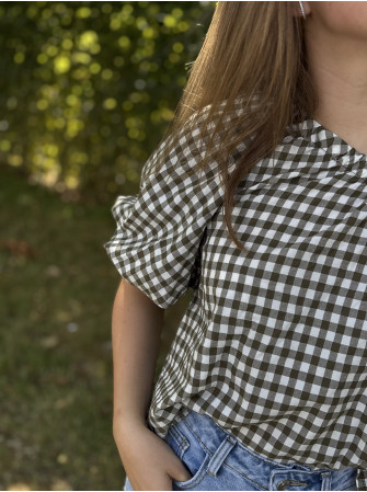 Blouse asymétrique à carreaux