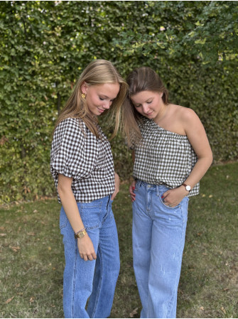 Blouse asymétrique à carreaux