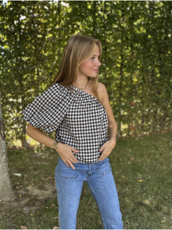 Blouse asymétrique à carreaux