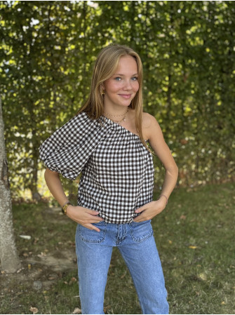 Blouse asymétrique à carreaux