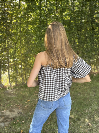 Blouse asymétrique à carreaux