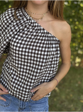 Blouse asymétrique à carreaux