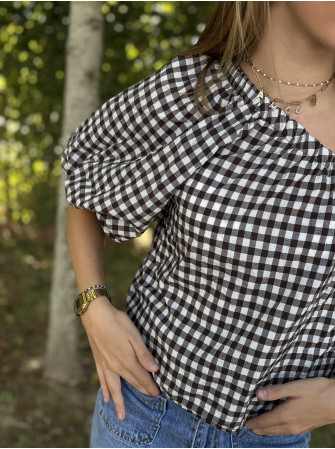 Blouse asymétrique à carreaux