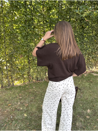 Pull col rond manches courtes