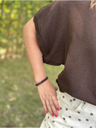 Pull col rond manches courtes