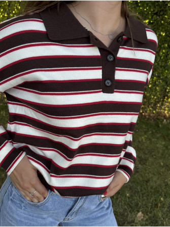 Pull polo rayé