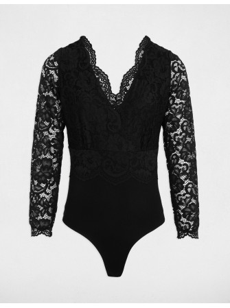 Body col V en dentelle