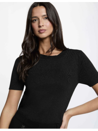 Top pailleté manches courches