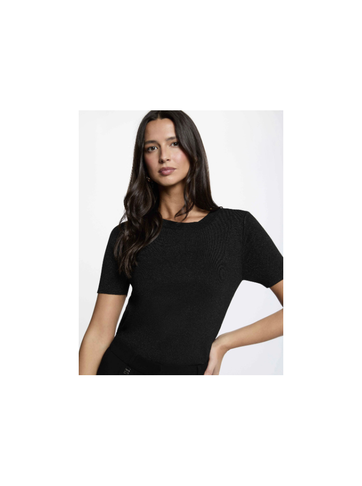 Top pailleté manches courches