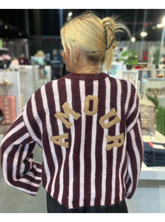 Pull rayé "AMOUR"