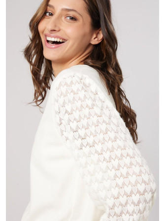 Pull en col V manches dentelle