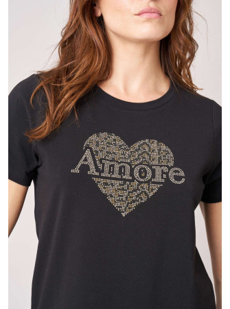 Tee shirt "coeur strass"