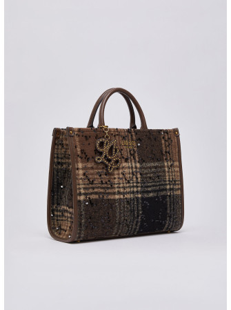 Sac cabas à carreaux aves sequins