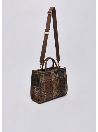 Sac cabas à carreaux aves sequins