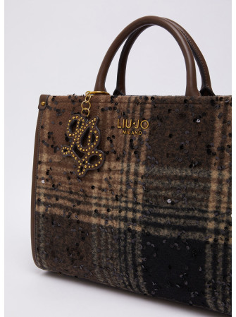 Sac cabas à carreaux aves sequins