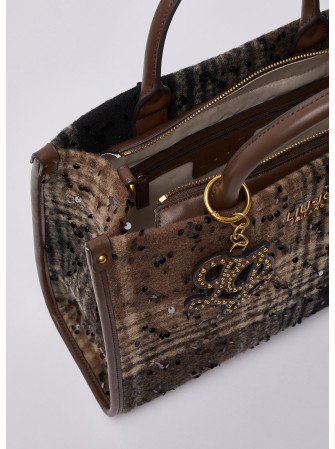 Sac cabas à carreaux aves sequins
