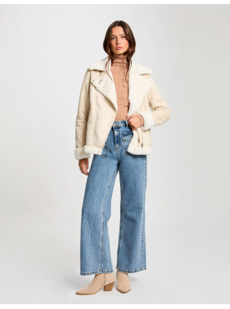 Manteau suèdine avec imitation fourrure