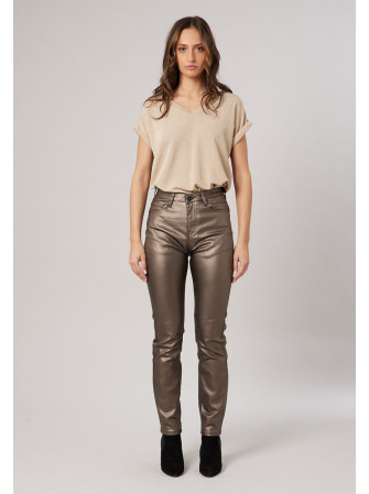 Pantalon slim enduit
